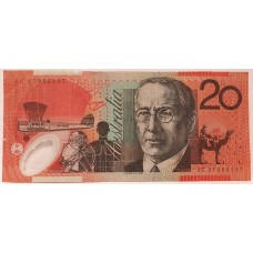 AUSTRALIA 2007 . TWENTY 20 DOLLAR BANKNOTE . STEVENS/HENRY . FIRST PREFIX JC07